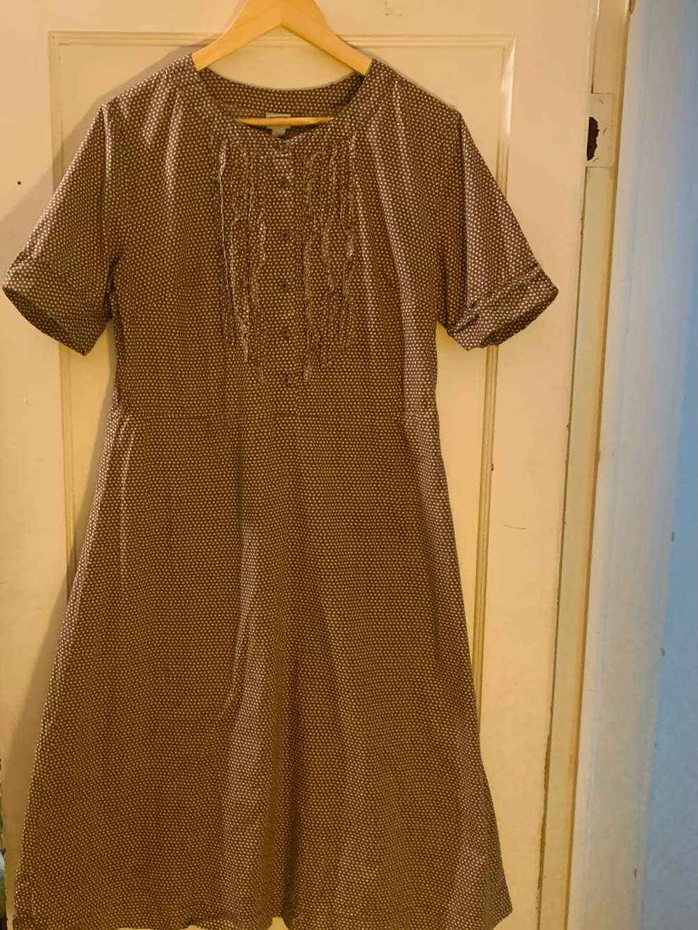 Merona Brown Dot-Print Midi Dress